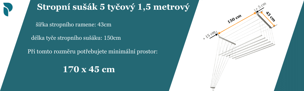 Sušák 5 tyčový 1,5 metrový